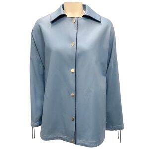 KITON POWDER BLUE LAMBSKIN LEATHER JACKET
